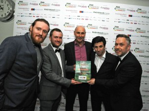 Gigantic - Retail Business of the Year 2017- L-R Simon Carpenter, James Woodward, Mark Gasson, Jimi Arundell and Nigel Wheatley, general manager for intu in Nottingham (credit Nottingham Post)