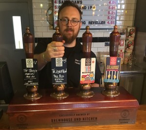 Ben Pearson, head brewer at  Brewhouse & Kicthen in Nottingham, pulls a pint of 'Tridration'