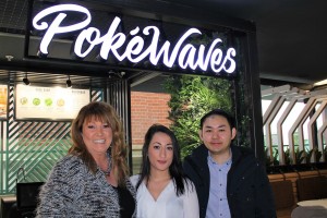 L-R Erin Vickers partner at Fraser Brown, Alicia Yilmaz paralegal at Fraser Brown & Kent Hau owner of Pokéwaves